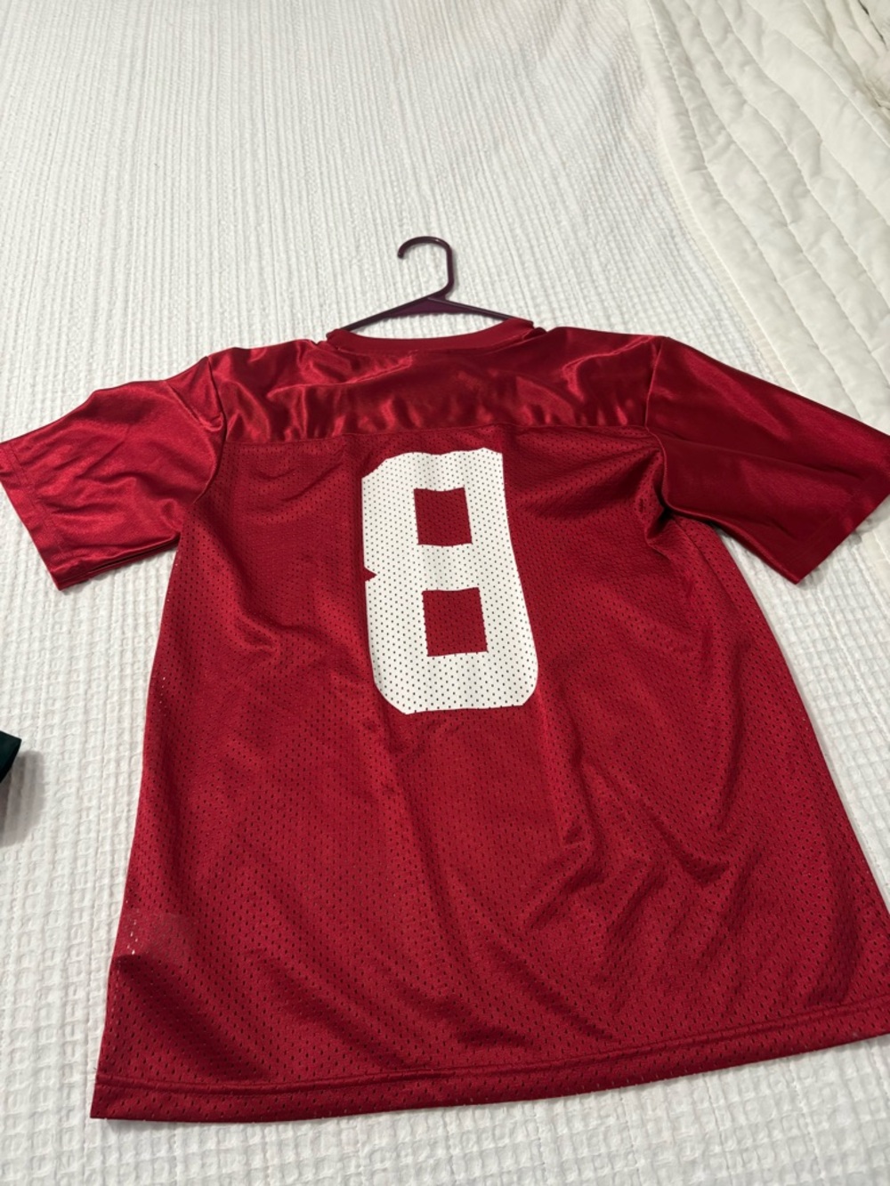Red Mesh Football Jersey with White Number 8 Alabama